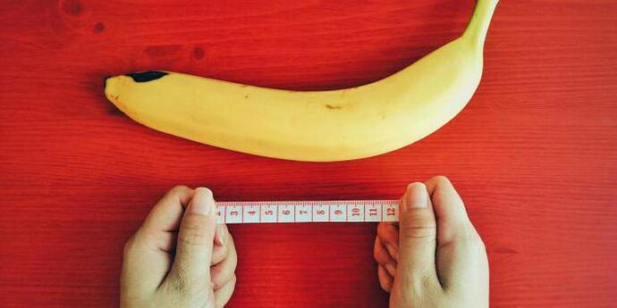 măsurarea penisului înainte de mărire folosind exemplul unei banane